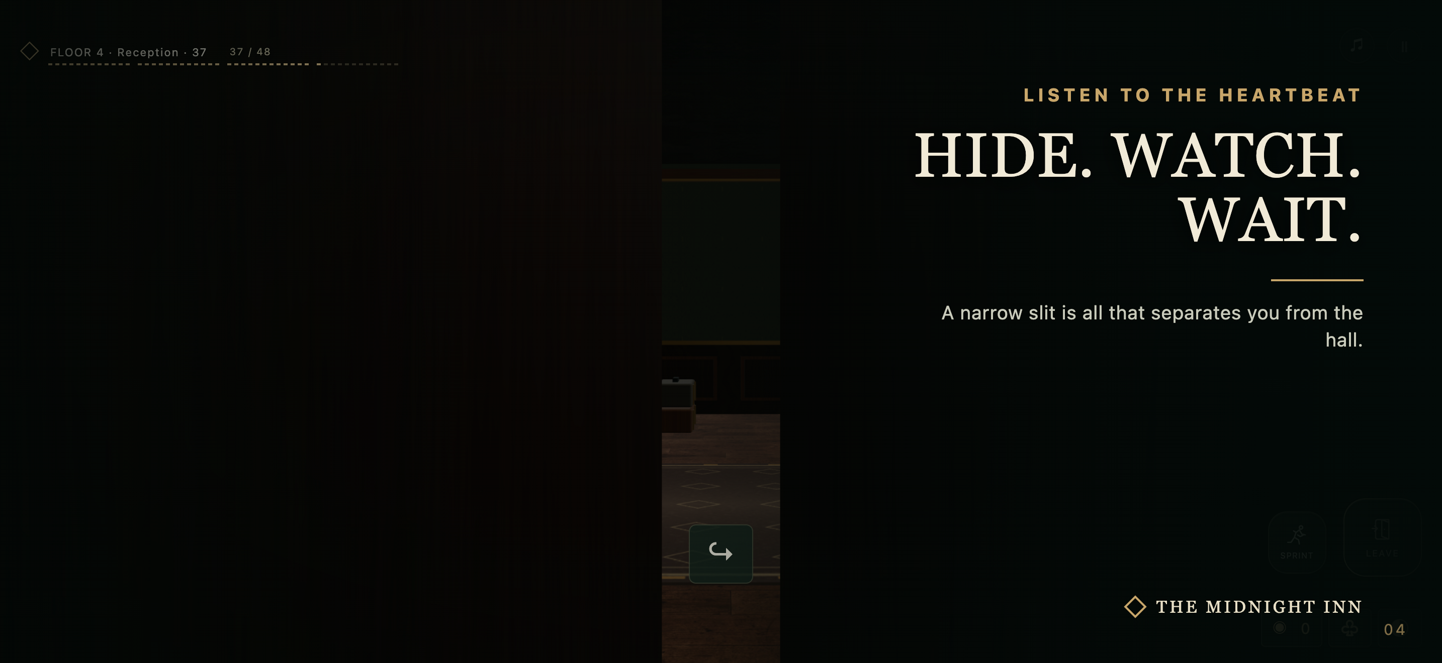 Hide and watch through the wardrobe gap